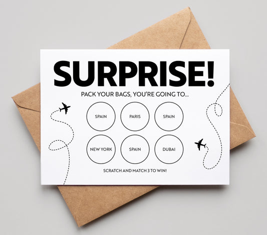 Personalised Pack Your Bags Scratch Card